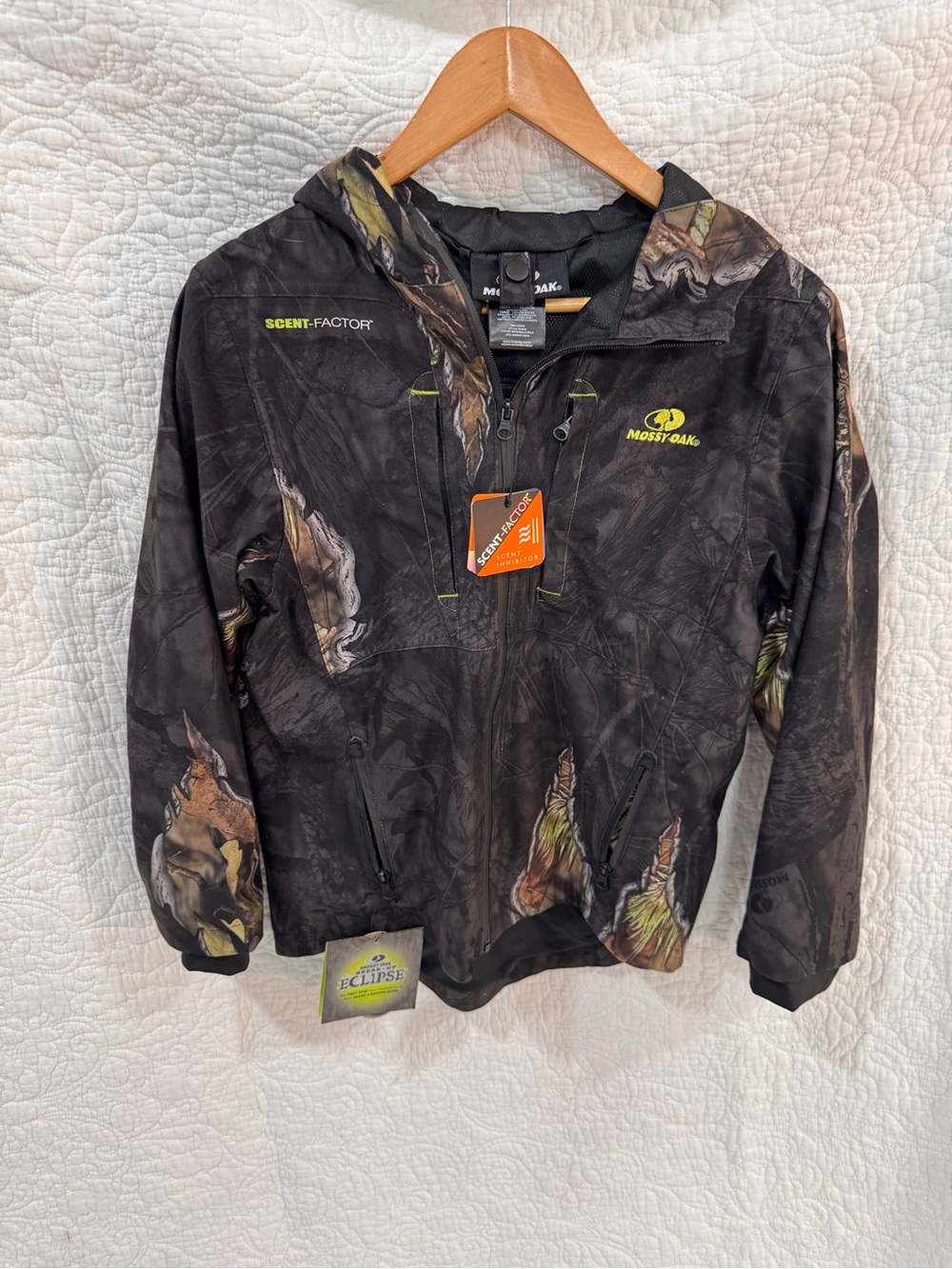 Mossy Oak Black Camo Hooded Kids Jacket